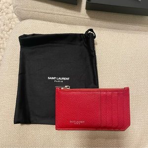 Saint Laurent Red Leather Card Holder